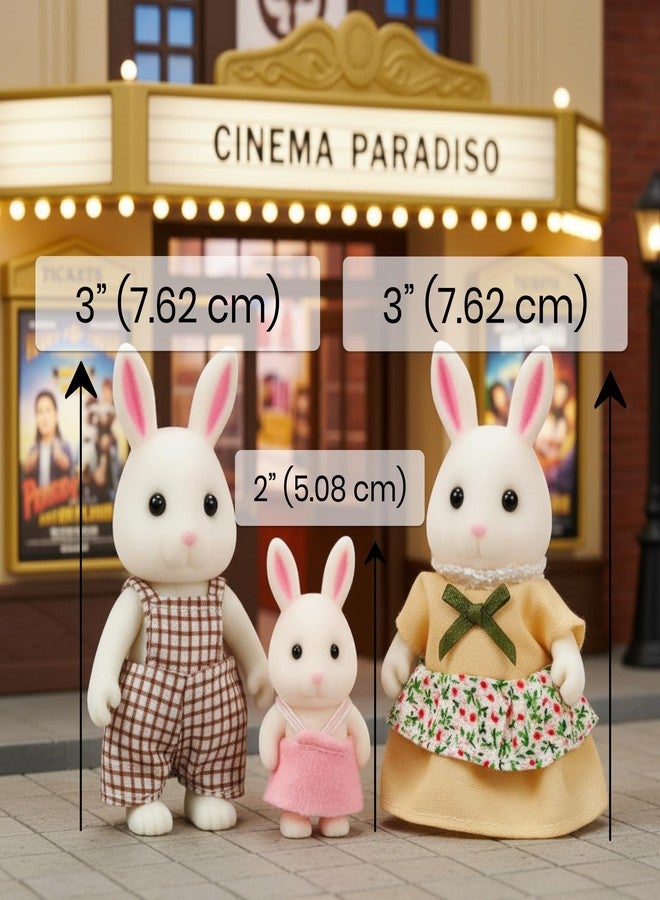 OLEOCA Family White Rabbit Figures - Set of 3 Collectible Flocked Mini Dolls with Removable Clothes, Miniature Dollhouse Pretend Play Figures for Kids Ages 3+ - Image 3